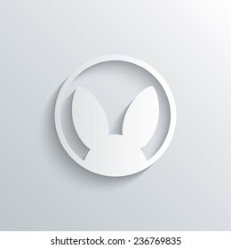 Cutout paper background. No animals testing sign icon. Not tested symbol. White poster with icon. Vector