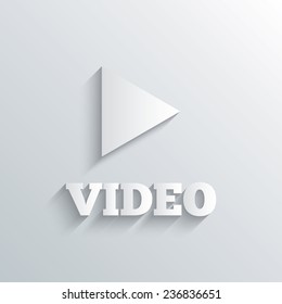 Cutout paper background. Play video sign icon. Player navigation symbol. White poster with icon. Vector
