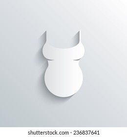 Cutout paper background. Pregnant woman shirt sign icon. Maternity symbol White poster with icon. Vector
