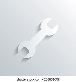 Cutout paper background. Repair tool sign icon. Service symbol. White poster with icon. Vector