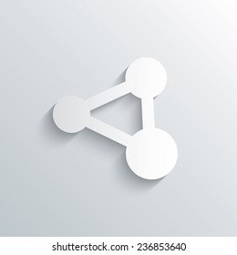 Cutout paper background. Share sign icon. Link technology symbol. White poster with icon. Vector