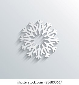 Cutout paper background. Snowflake artistic sign icon. Christmas and New year winter symbol. Air conditioning symbol. White poster with icon. Vector