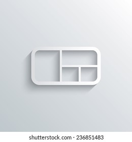 Cutout paper background. Stand sign icon. Modern furniture symbol. White poster with icon. Vector