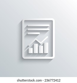 Cutout paper background. Text file sign icon. Add File document with chart symbol. Accounting symbol. White poster with icon. Vector
