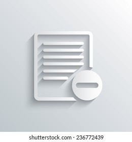 Cutout paper background. Text file sign icon. Delete File document symbol. White poster with icon. Vector