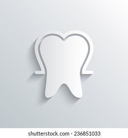 Cutout paper background. Tooth enamel protection sign icon. Dental toothpaste care symbol. Healthy teeth. White poster with icon. Vector