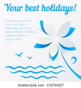 Cutout paper flower summer vector background
