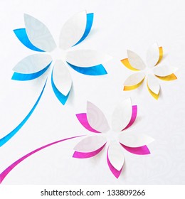 Cutout Paper Flowers Vector Greeting Card