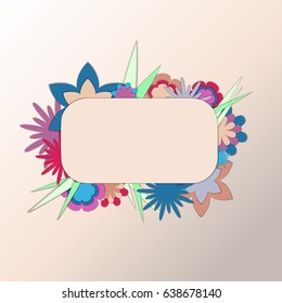 Cutout paper frame with flowers