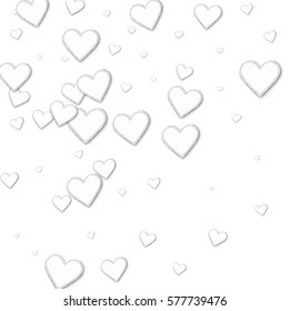 Cutout paper hearts. Abstract scatter with cutout paper hearts on white background. Vector illustration.