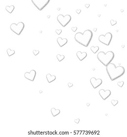 Cutout paper hearts. Random gradient scatter with cutout paper hearts on white background. Vector illustration.