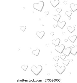 Cutout paper hearts. Right gradient on white background. Vector illustration.