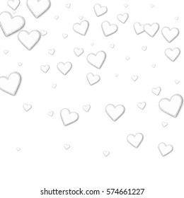 Cutout paper hearts. Top gradient on white background. Vector illustration.