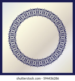 Cutout paper lace frame, vector illustration. Paper lace background, vector vignette, ornamental lacy photo frame. Abstract vintage frame, template for laser or die cutting.