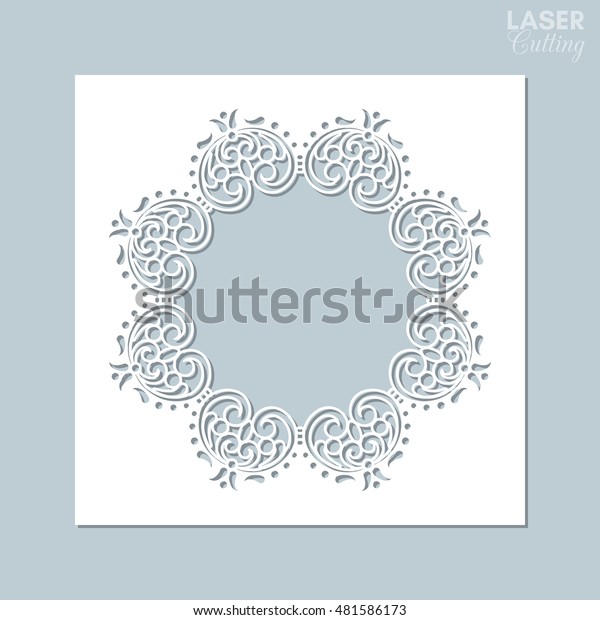Cutout paper lace frame, vector\
illustration. Paper lace background, vector round vignette,\
ornamental lacy round foto frame. Abstract vintage frame. \
