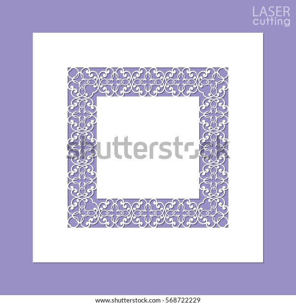 Cutout paper\
lace frame, vector illustration. Paper lace background, vector\
vignette, ornamental lacy photo frame. Abstract vintage frame,\
template for laser or die\
cutting.
