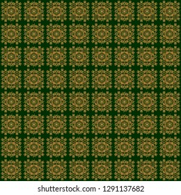 Cutout paper lace texture, vector tulle background, swirly seamless pattern on green. Vector illustration.