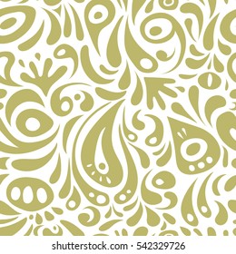 Cutout paper lace texture, vector tulle background, swirly seamless pattern in neutral colors. Vector illustration.