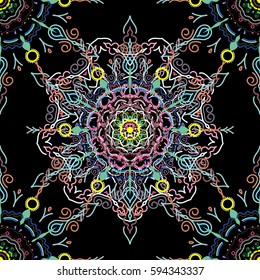 Cutout paper lace texture, vector tulle background, swirly seamless pattern. Vector illustration.