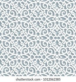 Cutout paper pattern, lace texture, seamless vector ornament