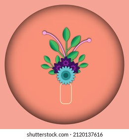 El vector de fondo pastel de corte consta de flores y hojas.