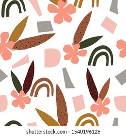 Cutout shapes Abstract pattern. Floral and geometric motifs.