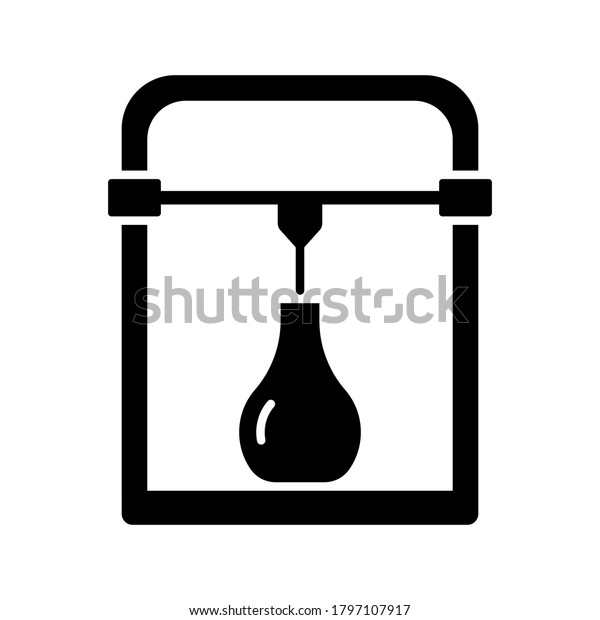 Cutout Silhouette 3d Printer Icon Outline Stock Vector (Royalty Free ...