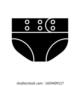 Cutout silhouette Baby cloth nappies icon. Outline logo of eco friendly diaper with buttons. Black simple illustration. Flat isolated vector image on white background. Zero waste, ecologic products