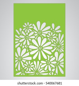  Cutout silhouette with botanical pattern. Filigree leaves for paper cutting. 