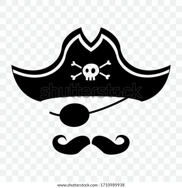 Cutout
silhouette of the captain of a pirate ship in a hat with a skull
and crossbones. Bearded pirate in a
hat.