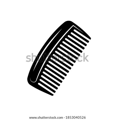 Cut-out silhouette of a comb for a beard. Comb for combing beard, hair comb. Beard Comb vector icon illustration.