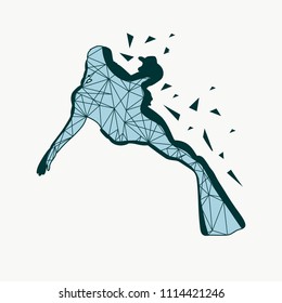 Cutout silhouette of diver textured by lines and dots pattern. The concept of sport diving.