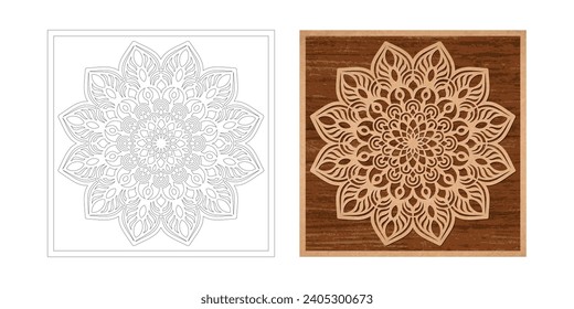 Cutout Cutout silhouette with Flower (girih geometric) pattern laser cutting (engraving) stencil, wood and metal decorations.