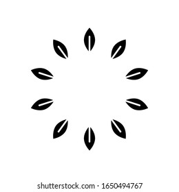 Cutout silhouette frame of leaves coming from center. Outline template with copyspace. Illustration of floral decor for packaging design. Flat isolated vector on white background. Icon for eco product