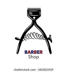 Cut-out silhouette of a hair clipper. Manual hair clipper, cutout icon with transparent background.