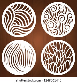 Cutout silhouette with handdrawn pattern. A picture suitable for printing invitations, laser cutting (engraving) stencil, paper, wood and metal decorations. Laser Cut Set