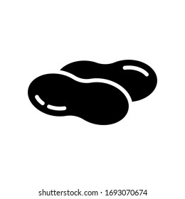 Cutout silhouette Inshell peanut icon. Outline logo. Black illustration for package design. Flat isolated vector emblem on white background.  