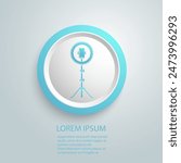 Cutout silhouette Led ring lamp blue icon on tripod with smartphone. Outline icon. Black simple illustration of light for selfie, blogger. Flat isolated vector
