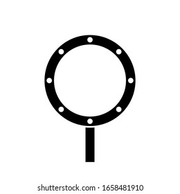 Cutout silhouette Led ring lamp icon. Outline logo. Black simple illustration of light for selfie, blogger, beauty master. Flat isolated vector image on white background