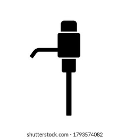 Cutout silhouette of Mechanical pump for bottled water. Outline icon of dispenser with button. Black simple illustration of plastic tool. Flat isolated vector pictogram on white background