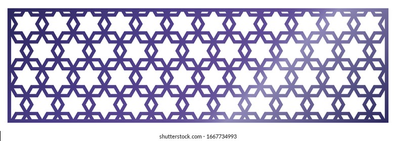 Cutout silhouette panel with ornamental geometric arabic pattern. Template for printing, laser cutting stencil, engraving. Vector illustration. Isolated on white background.