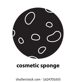 Cutout Silhouette Porous Beauty Sponge Icon. Outline Logo Of Natural Hygiene Product. Black Simple Illustration. Flat Isolated Vector Image On White Background