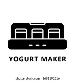 Cutout silhouette Rectangular yogurt maker. Outline icon of kitchen device for homemade yogurt. Black simple illustration. Flat isolated vector image on white background