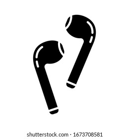 Auriculares separados con silueta de corte. Icono de esquema de auriculares wi-fi para uso de audio, llamadas de respuesta. Ilustración negra de accesorio para smartphone. Vector plano aislado sobre fondo blanco