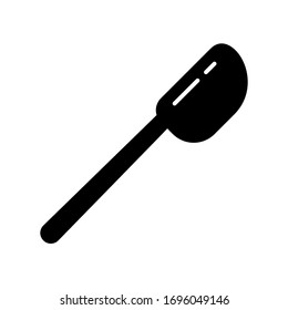 Cutout silhouette Silicone spatula icon. Outline logo of kitchenware. Black simple illustration of flexible rubber spoon. Flat isolated vector image on white background