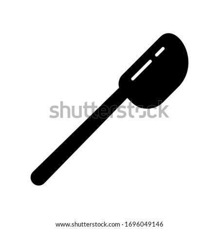 Cutout silhouette Silicone spatula icon. Outline logo of kitchenware. Black simple illustration of flexible rubber spoon. Flat isolated vector image on white background