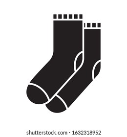 Cutout silhouette socks icon. Outline template for clothes logo. Black and white illustration. Flat hand drawn isolated vector image on white background