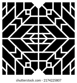 Cutout Silhouette with tile abstract diamond for cutting. Wall art for home decor and interior design. Black and white. EPS8 #12