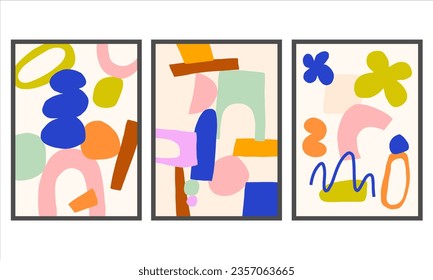 Cutout style vector posters. Collage paper wall art prints