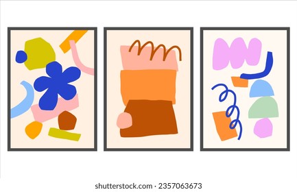 Cutout style vector posters. Contemporary abstract wall art prints